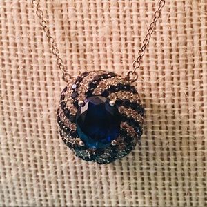 Sterling Silver with Sapphire & Diamonds Necklace